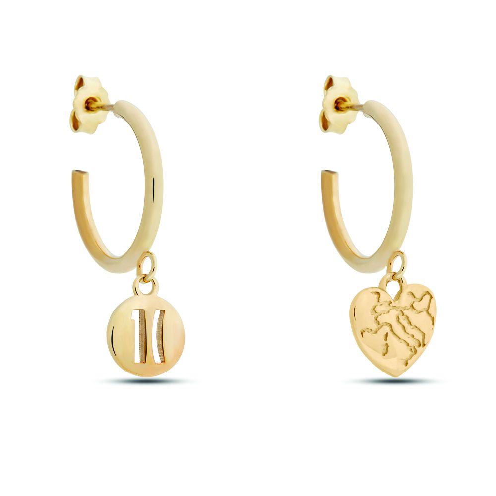 1 Classe Orecchini Argento Gold Cuore e Logo Gold 