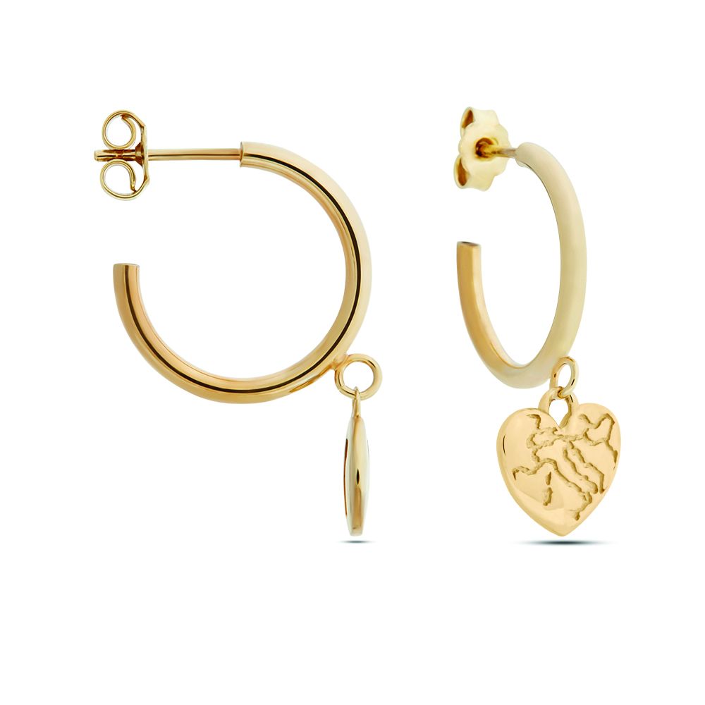 1 Classe Orecchini Argento Gold Cuore e Logo Gold 