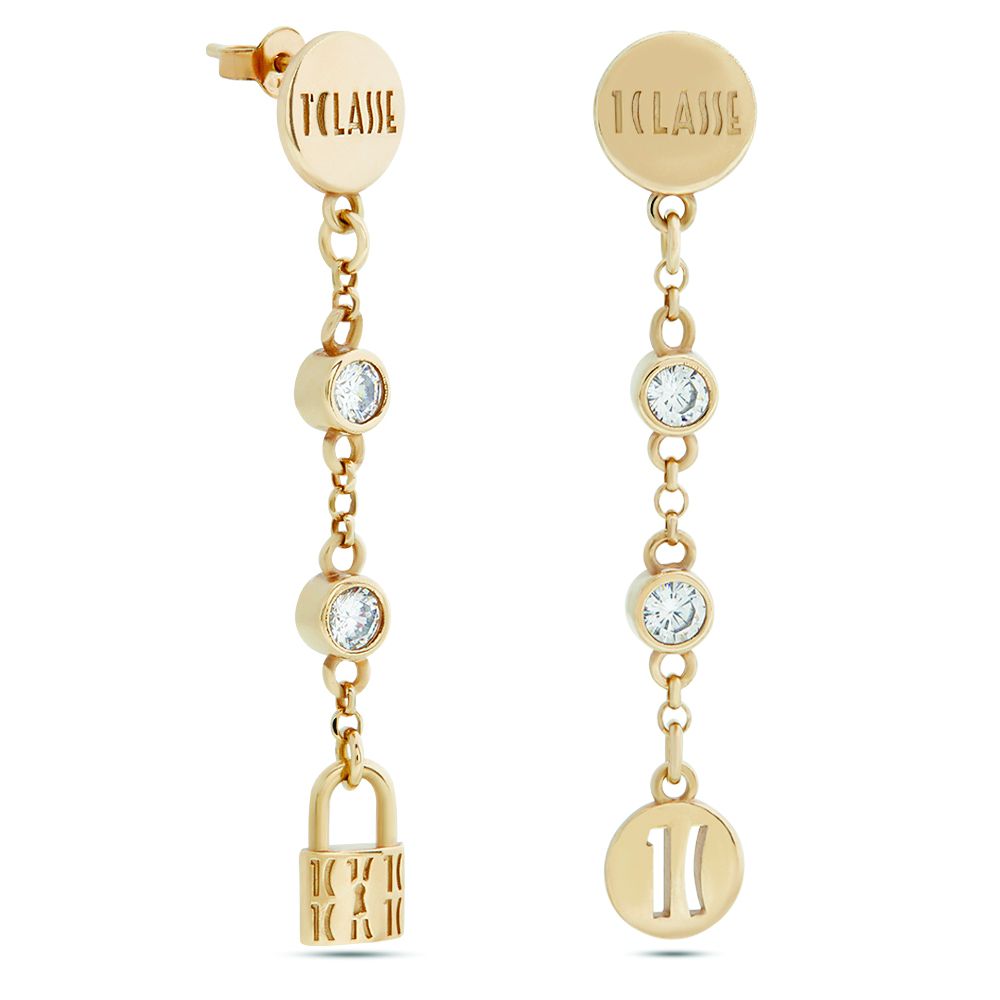 1 Classe Orecchini Pendenti Argento Gold Lucchetto