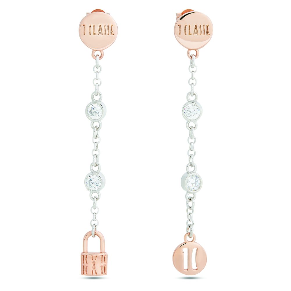 1 Classe Orecchini Pendenti Argento Rodiato e Gold Lucchetto