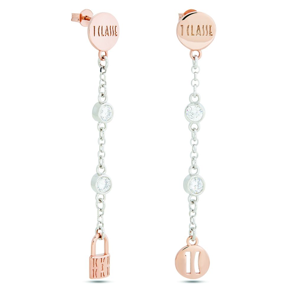1 Classe Orecchini Pendenti Argento Rodiato e Gold Lucchetto