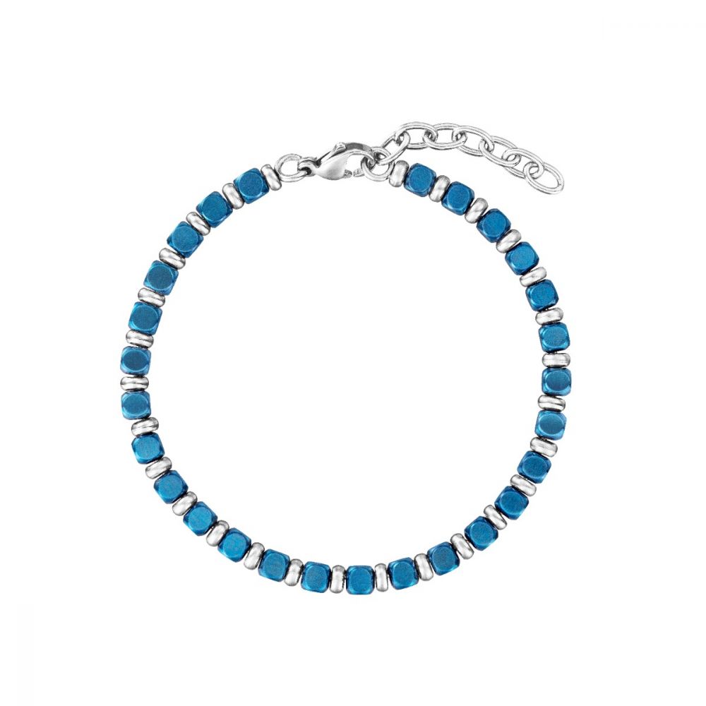 Stroili Bracciale Uomo Acciaio Cubi Azzurri Man Code