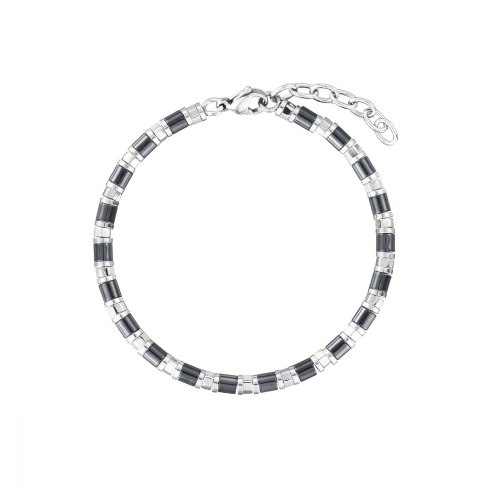 Stroili Bracciale Acciaio Cilindri Neri Man Code