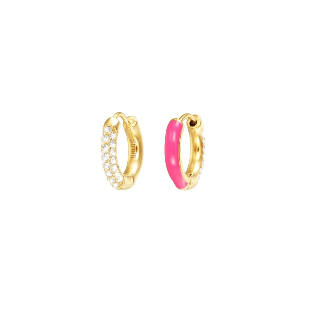Stroili Orecchini Acciaio Gold Smalto Fucsia Lady Sweet