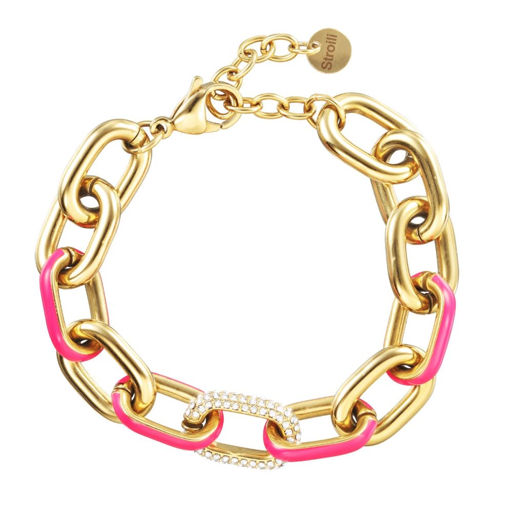 Stroili Bracciale Acciaio Gold Smalto Fucsia Lady Sweet