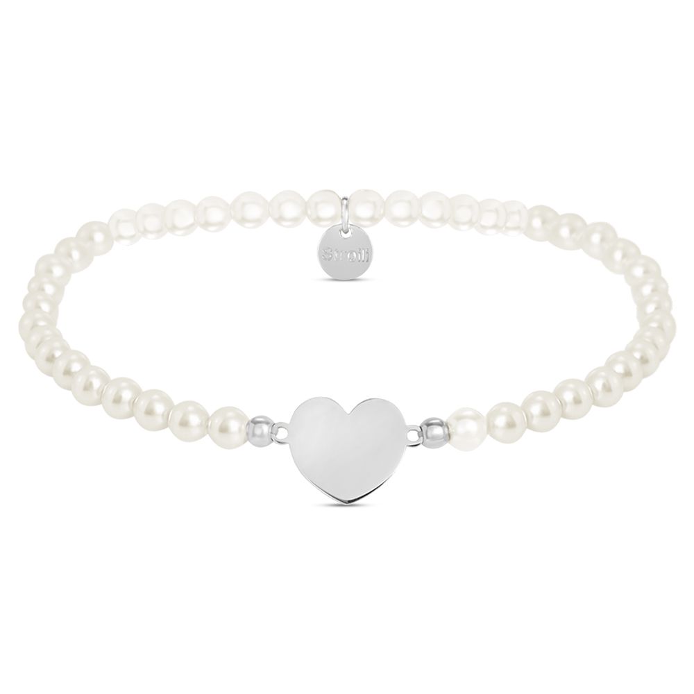 Stroili Bracciale Elastico Argento Perle e Cuore Silver Pearls