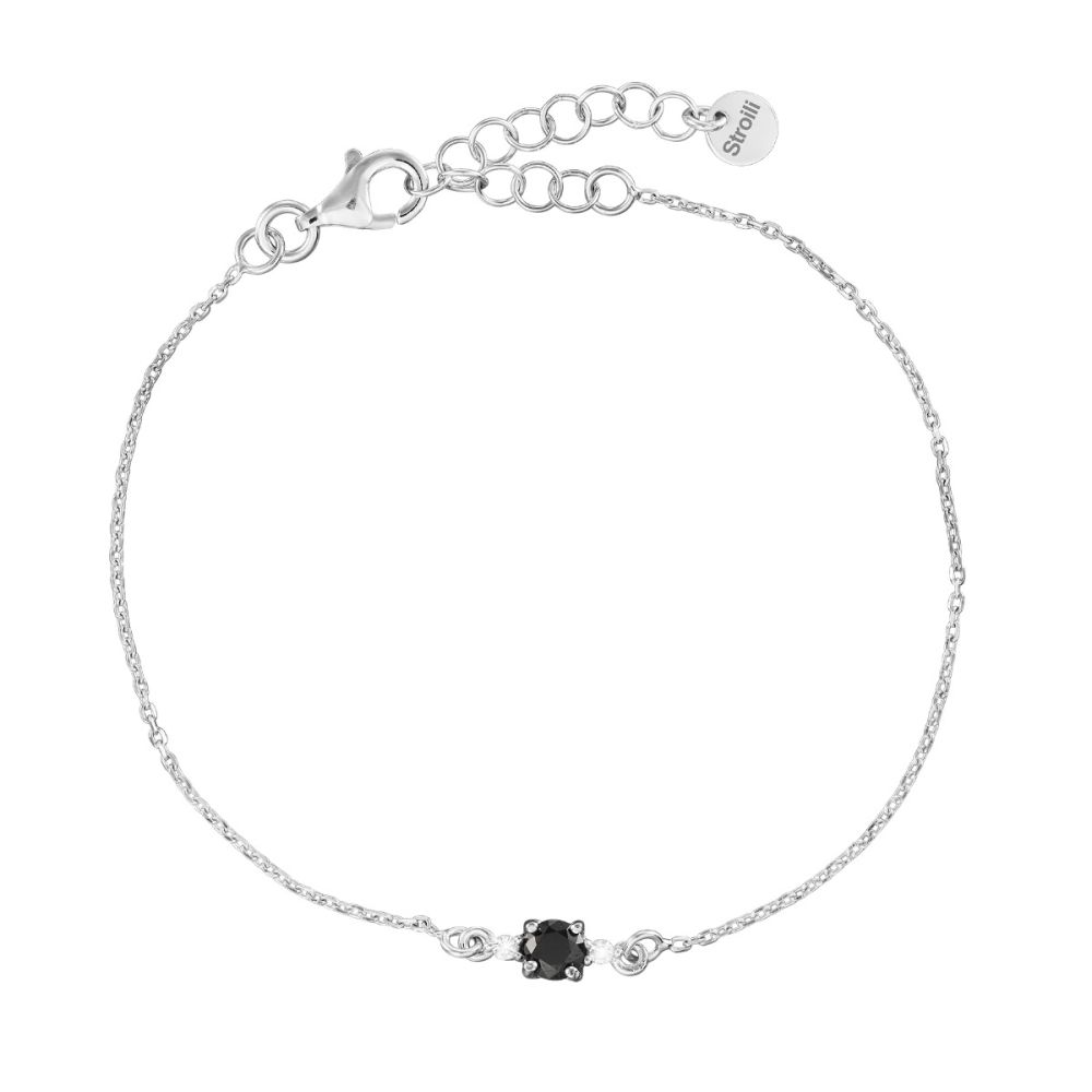 Stroii Bracciale Argento Cristallo Nero Silver Elegance