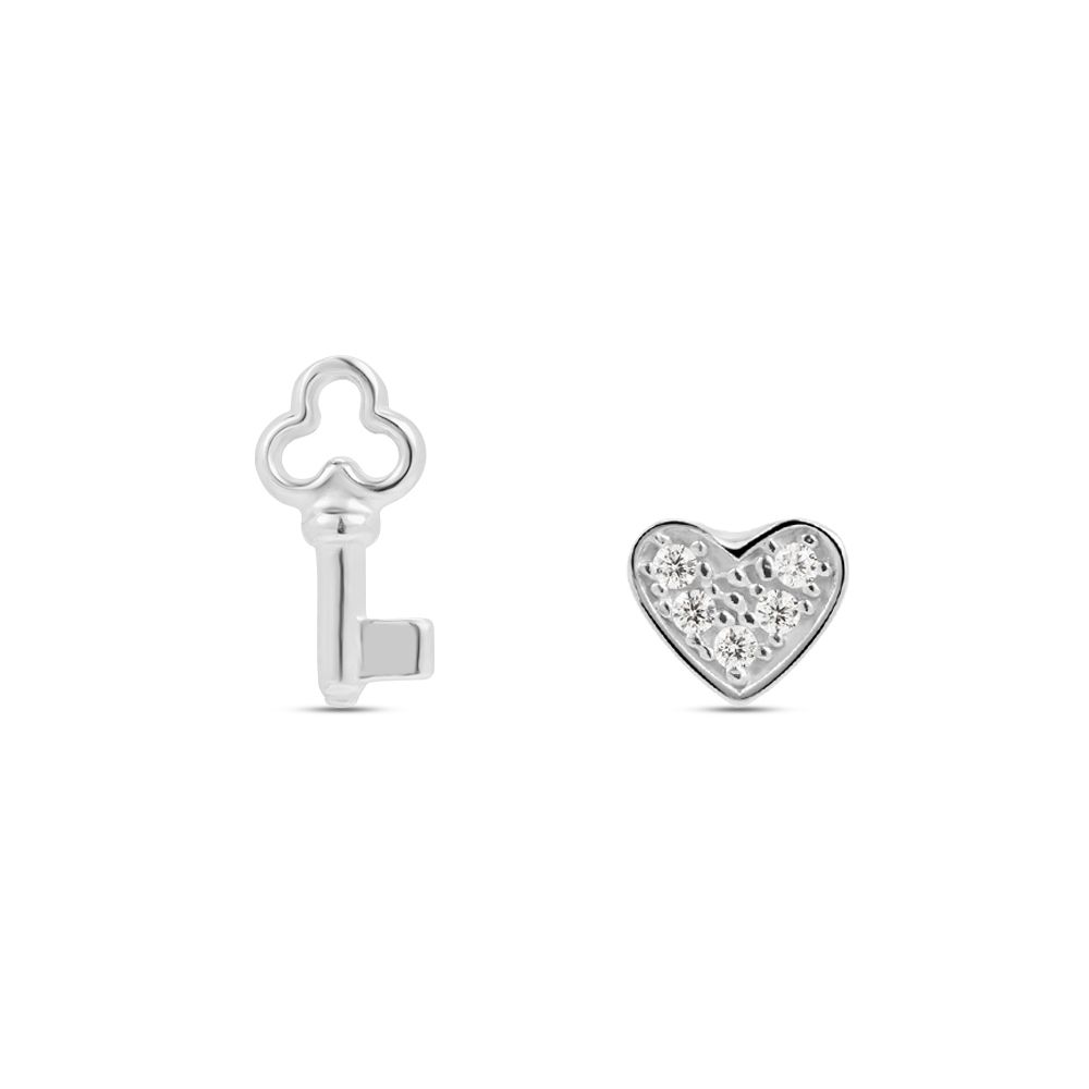 Stroili Orecchini Lobo Argento Cuore e Chiave Silver Moments