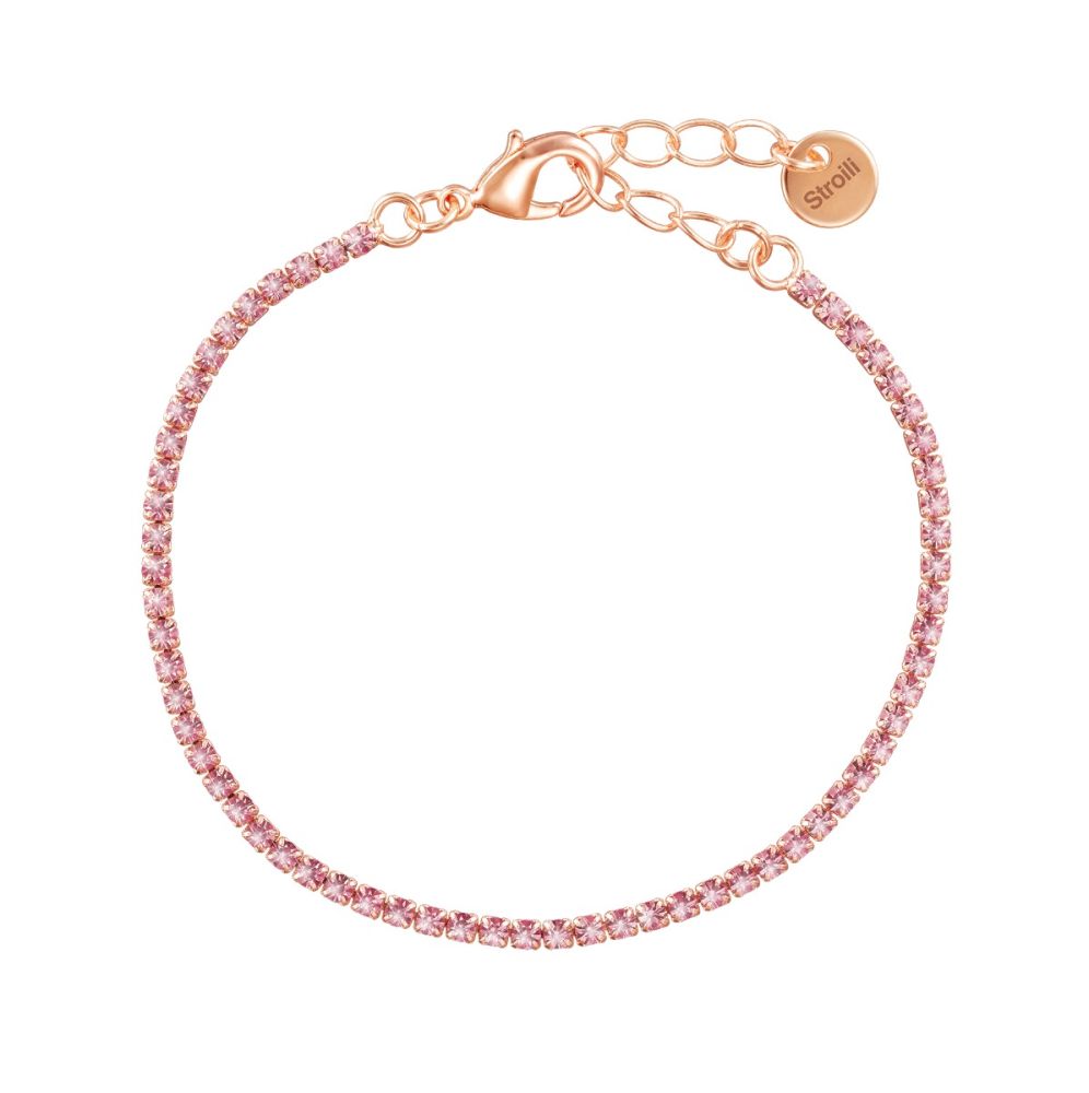 Stroili Tennis Metallo Rosato Cristalli Rosa Romantic Shine
