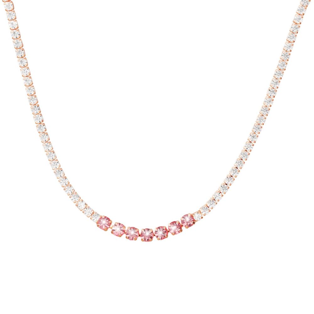 Stroili Collana Metallo Rosato Cristalli Bianchi e Rosa Romantic Shine