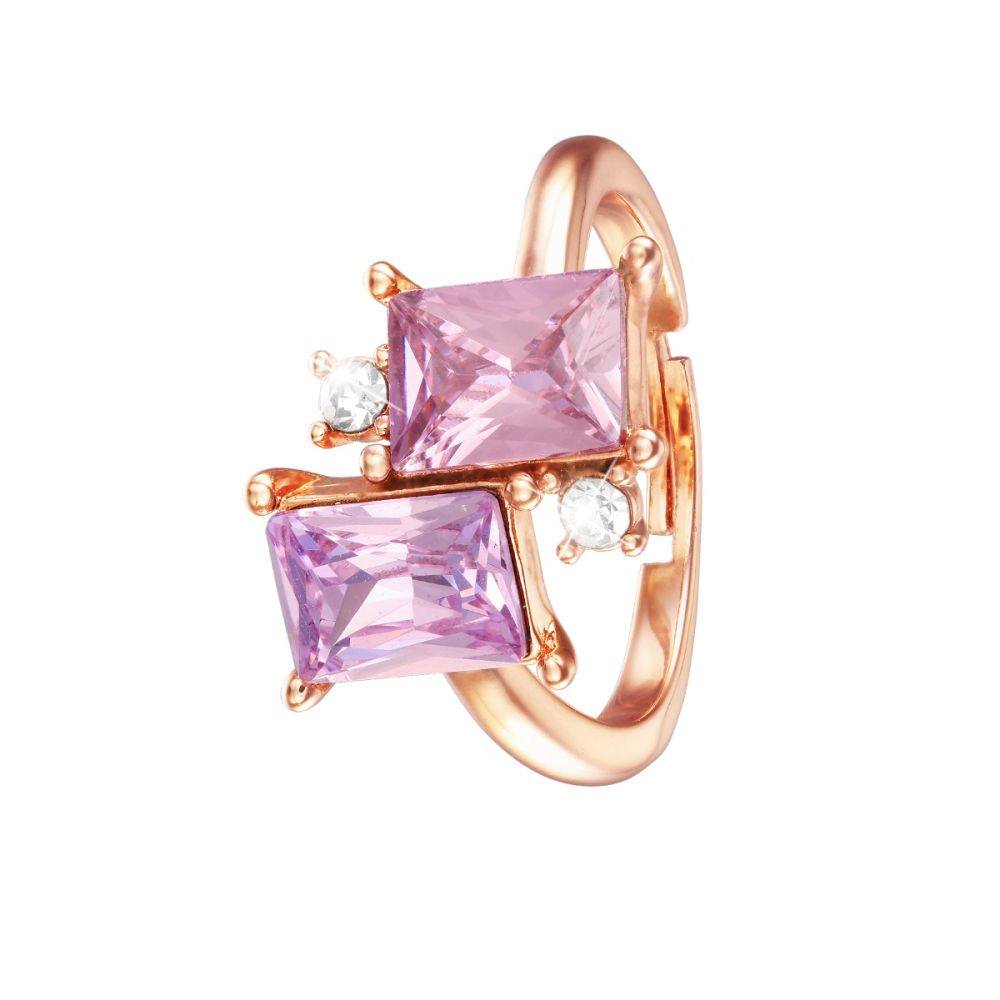 Stroili Anello Regolabile Metallo Rosato e Cristalli Violet Collection