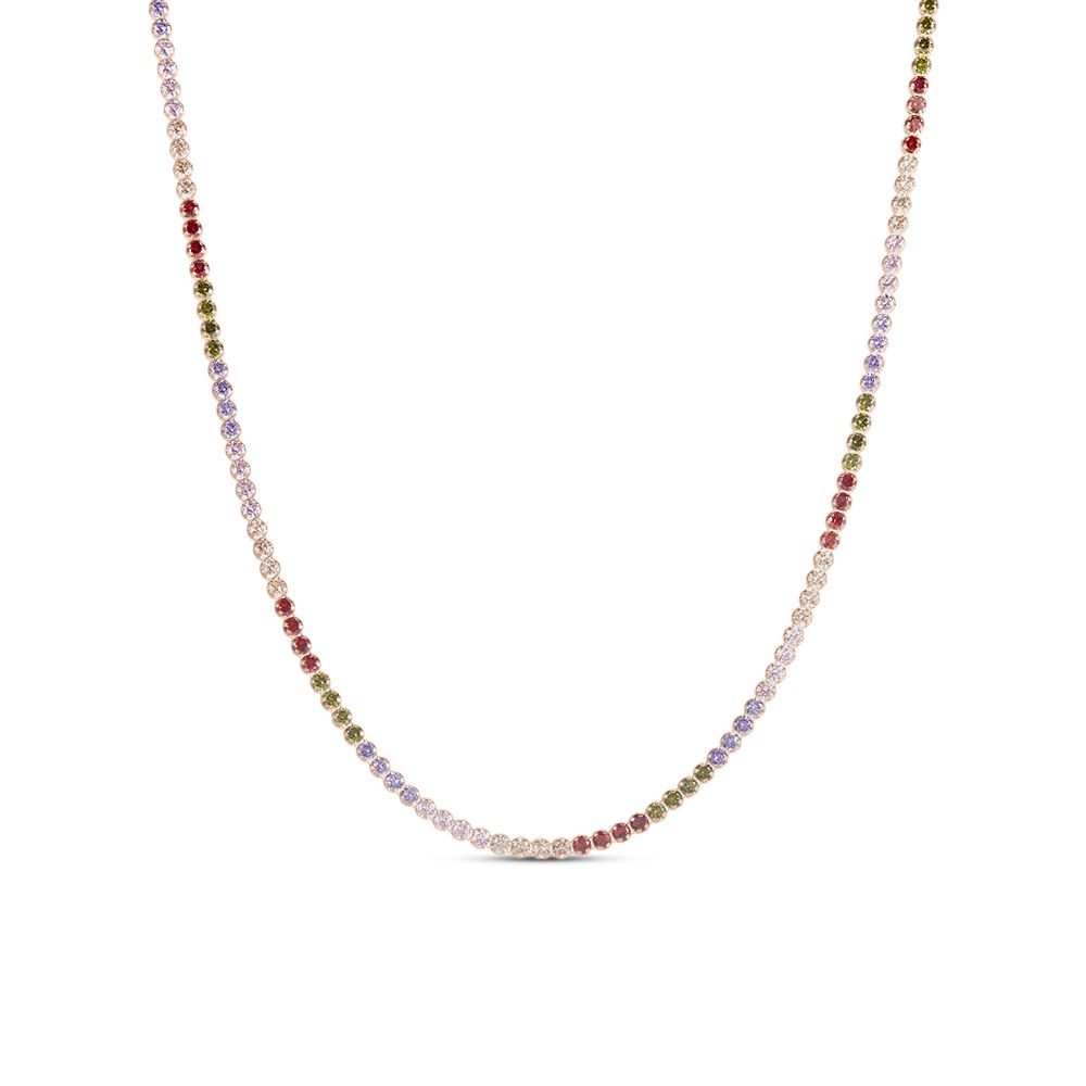 Stroili Collana Tennis Argento Rosè Multicolor Silver Raimbow