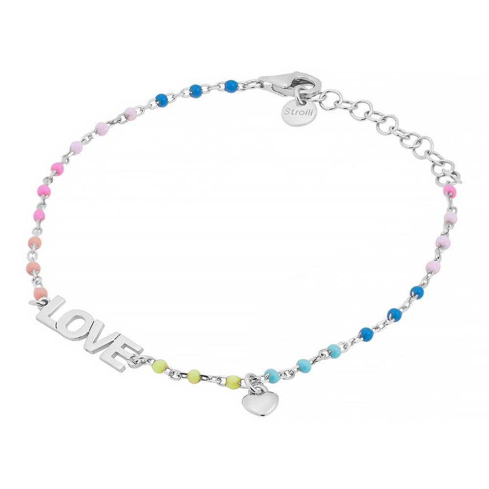 Stroili Bracciale Argento Love Cuore e Smalti Silver Baby