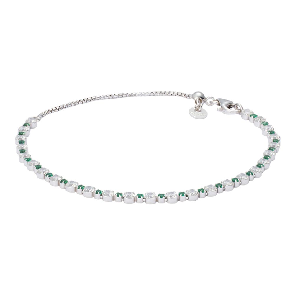 Stroili Tennis Argento Cristalli Verdi e Bianchi Silver Elegance