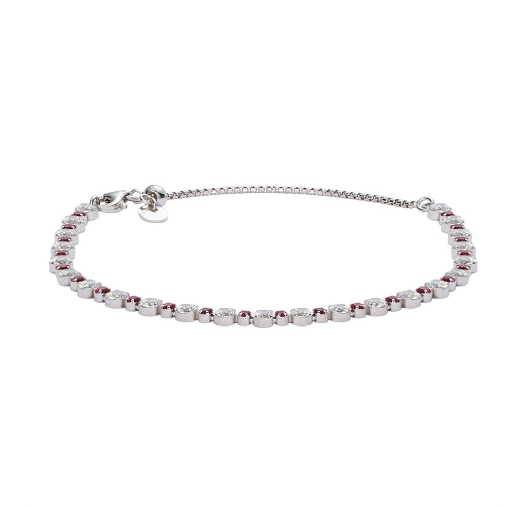 Stroili Tennis Argento Cristalli Rossi e Bianchi Silver Elegance