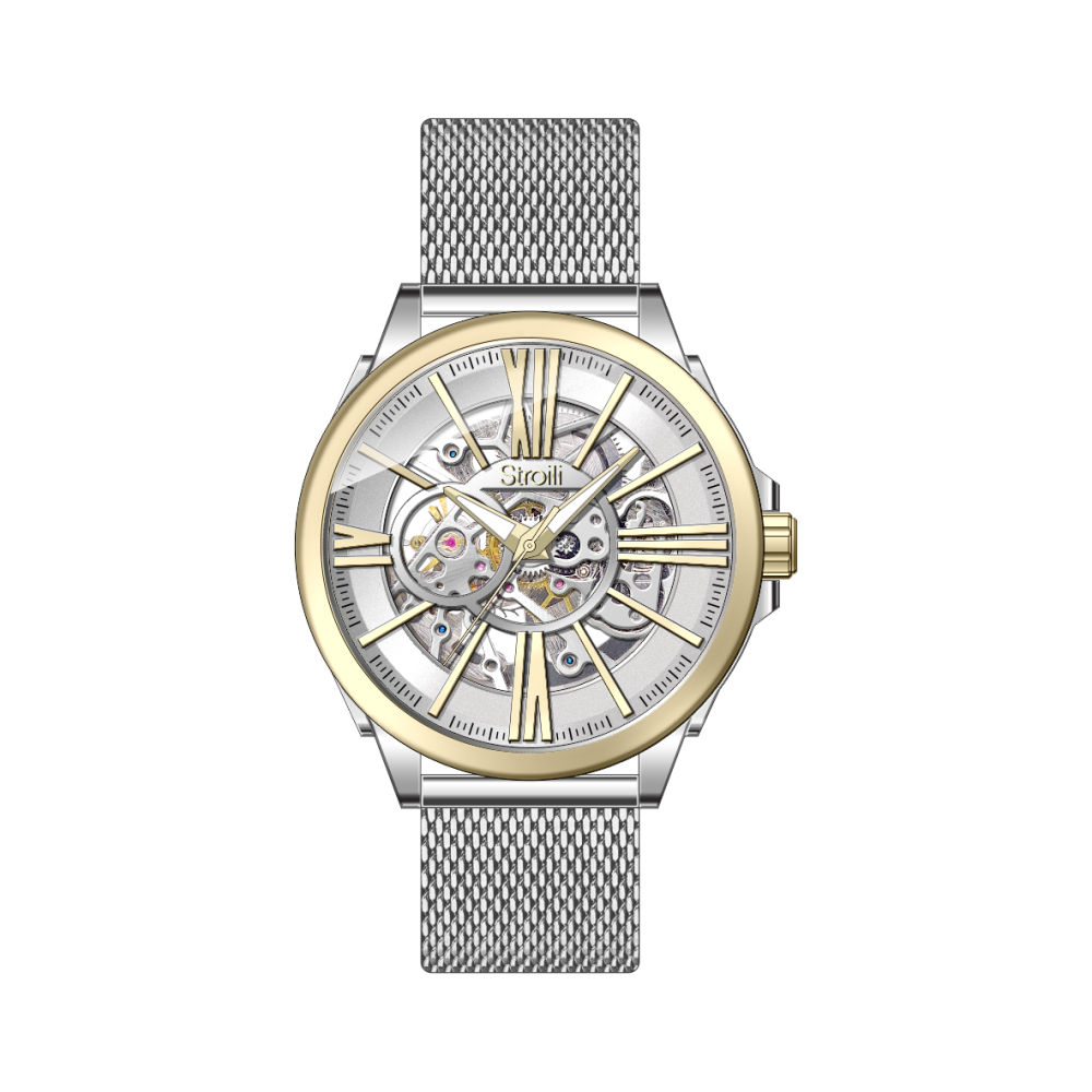 Stroili Orologio Automatico Acciaio Silver Gold Montreaux