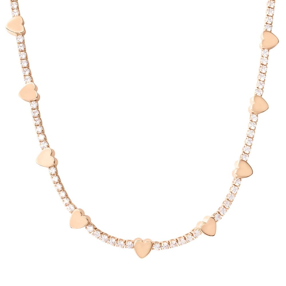 Stroili Collana Ottone Rosato Cuori e Cristalli Romantic Shine
