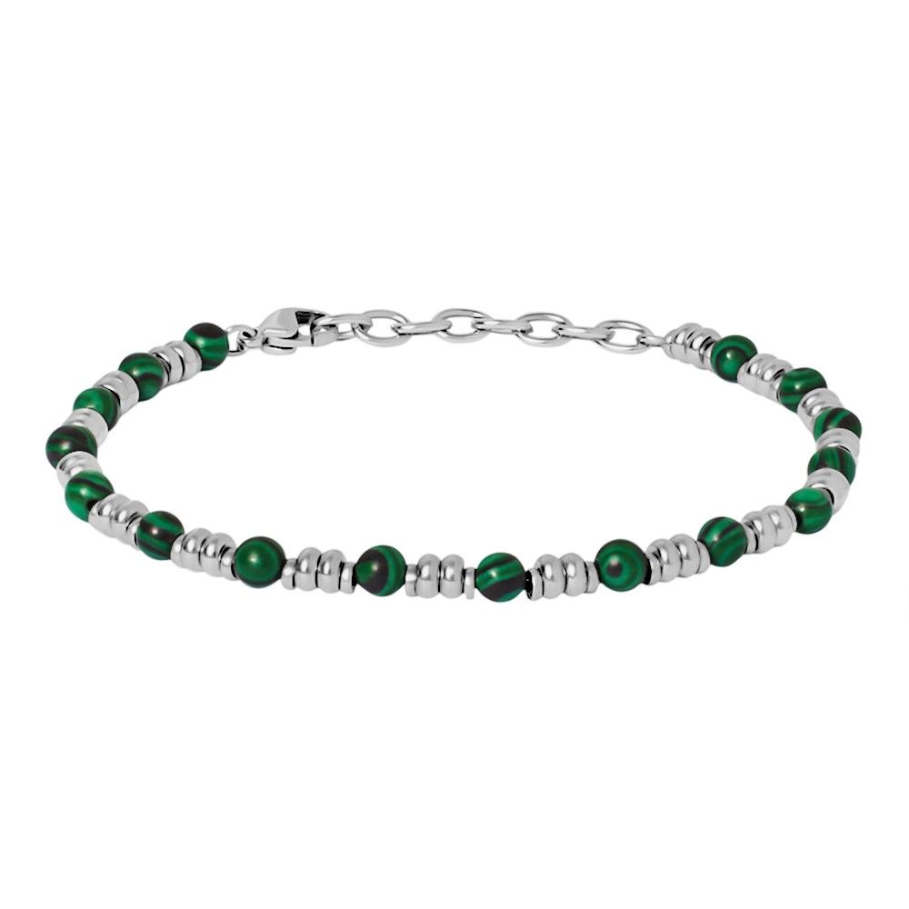 Stroili Bracciale Acciaio e Malachite Man Code