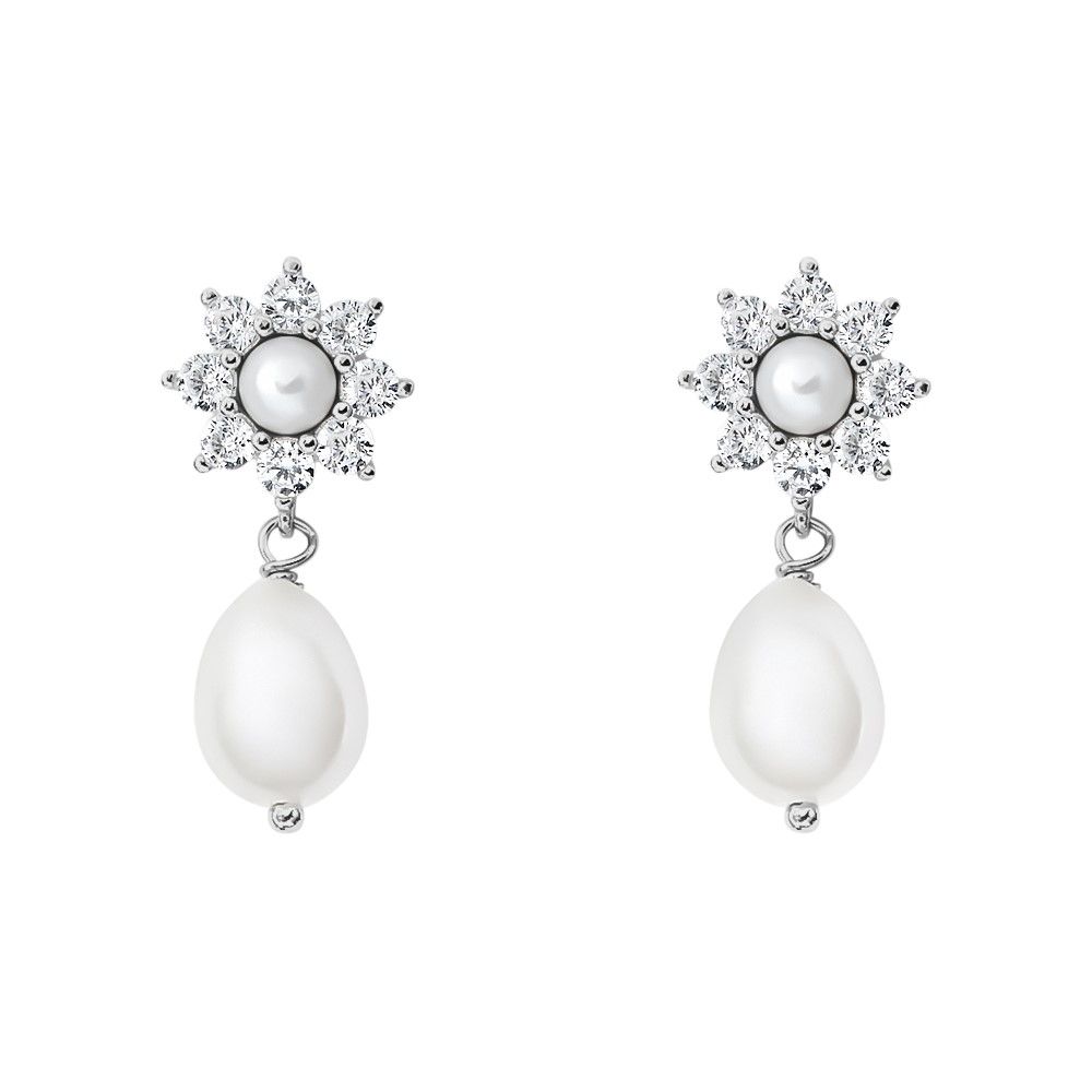 Stroili Orecchini Argento Perla e Cristalli Silver Pearls
