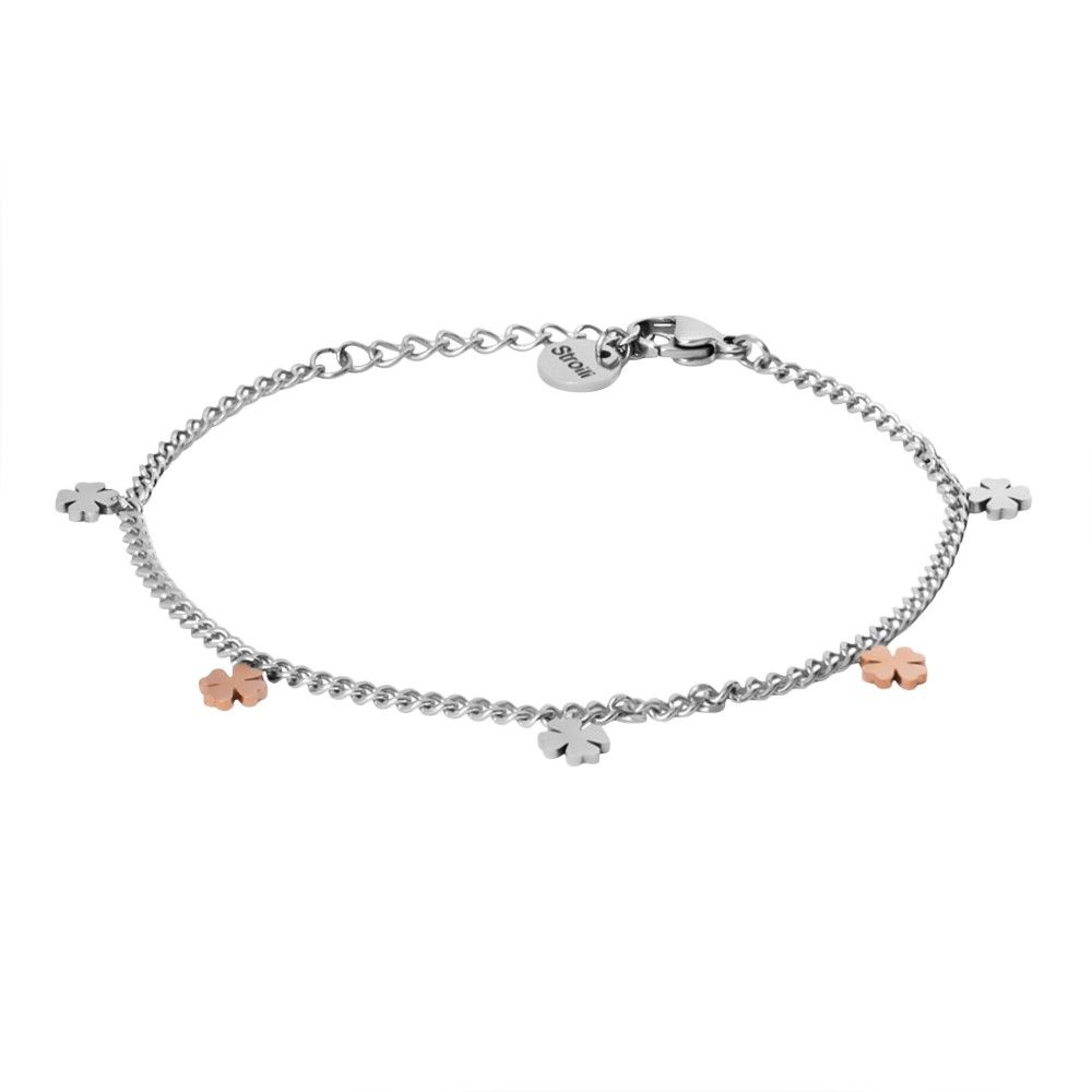 Stroili Bracciale Acciaio Quadrifogli Rosè e Silver Lady Chic