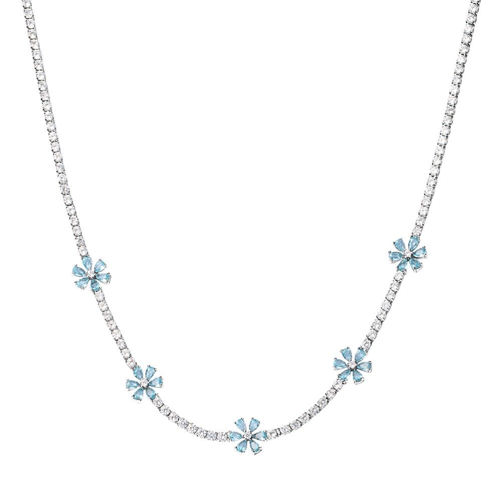 Stroili Collana Tennis Ottone Cristalli Azzurri Romantic Shine