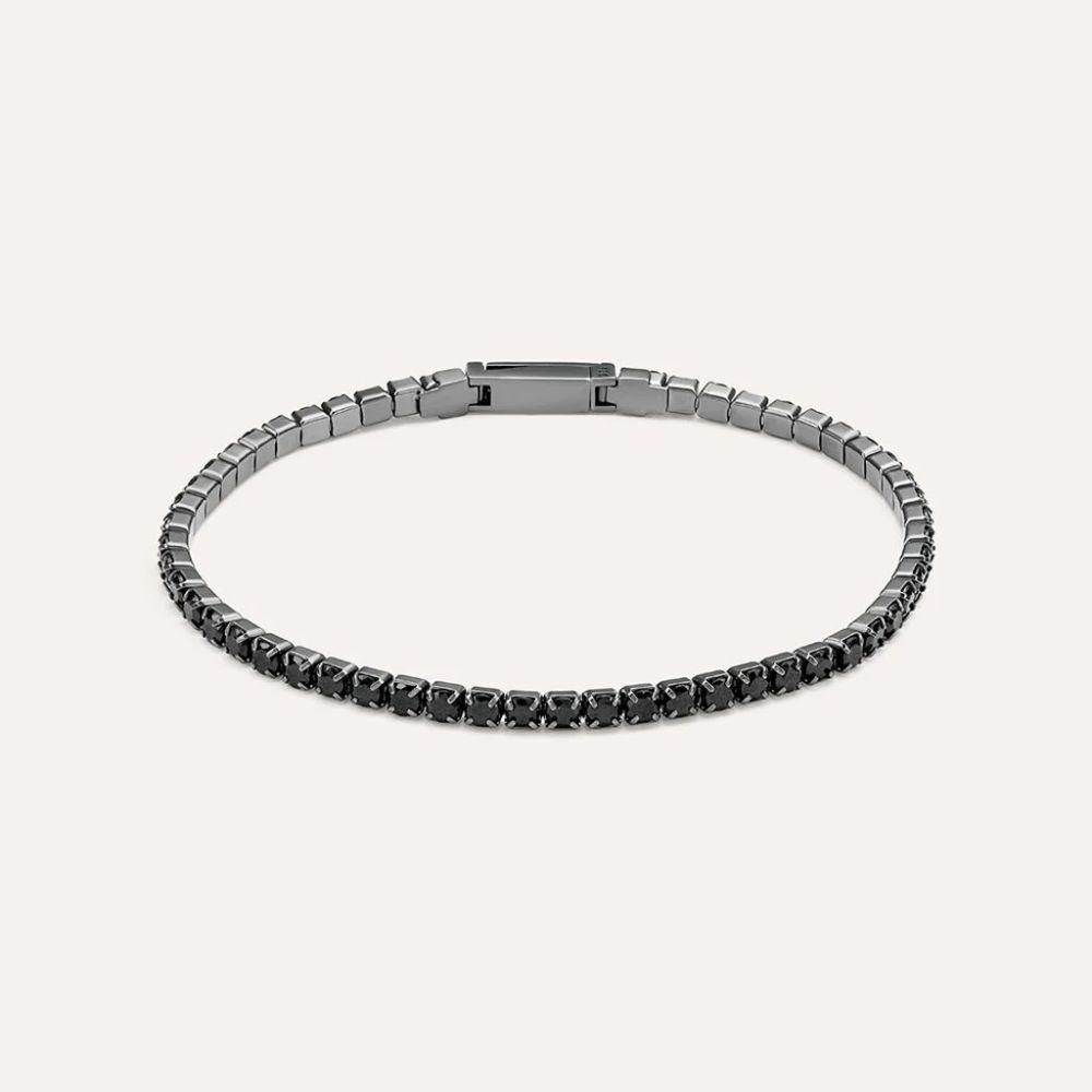 Stroili Tennis Argento Zirconi Neri