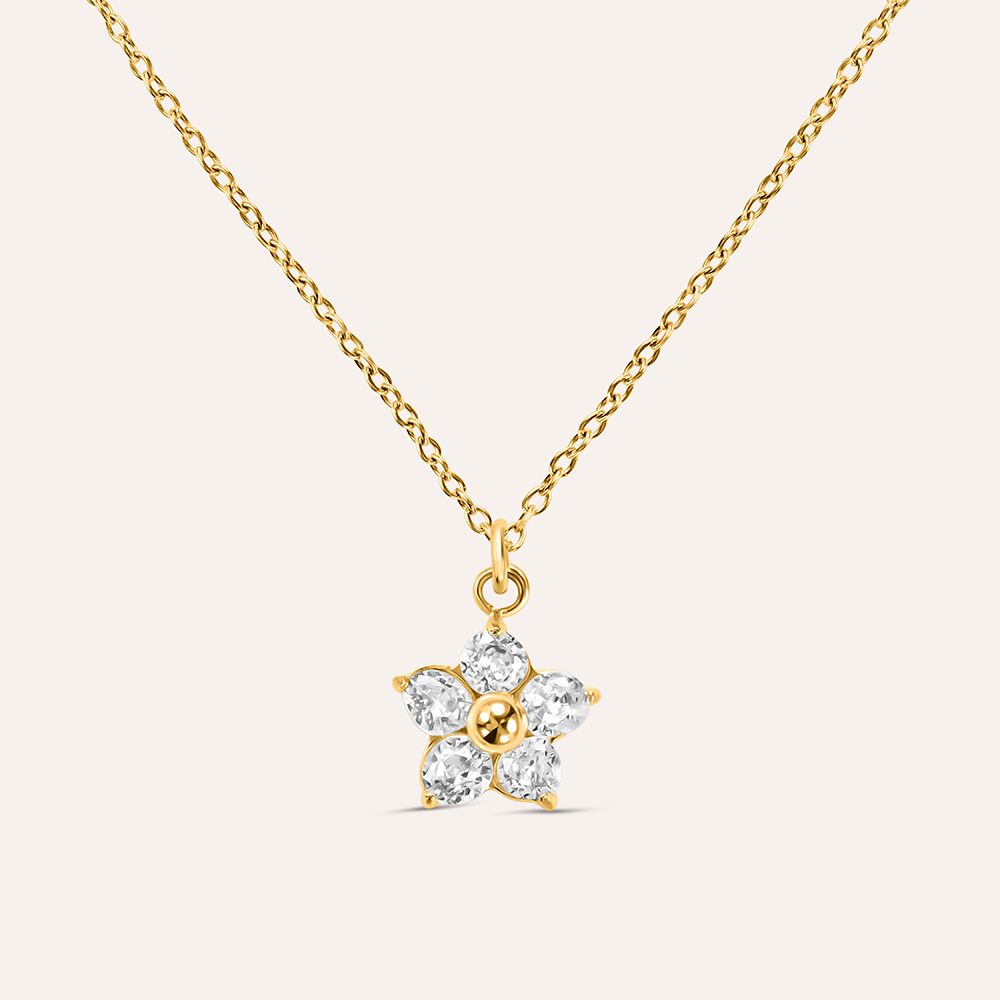 Stroili Collana Acciaio Gold Fiore Cristalli Bianchi