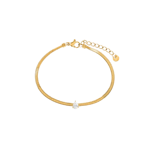 Stroili Bracciale Acciaio Gold Maglia Piatta e Cristallo
