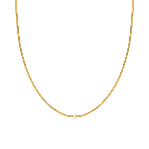 Stroili Collana Acciaio Gold Maglia Piatta e Cristallo