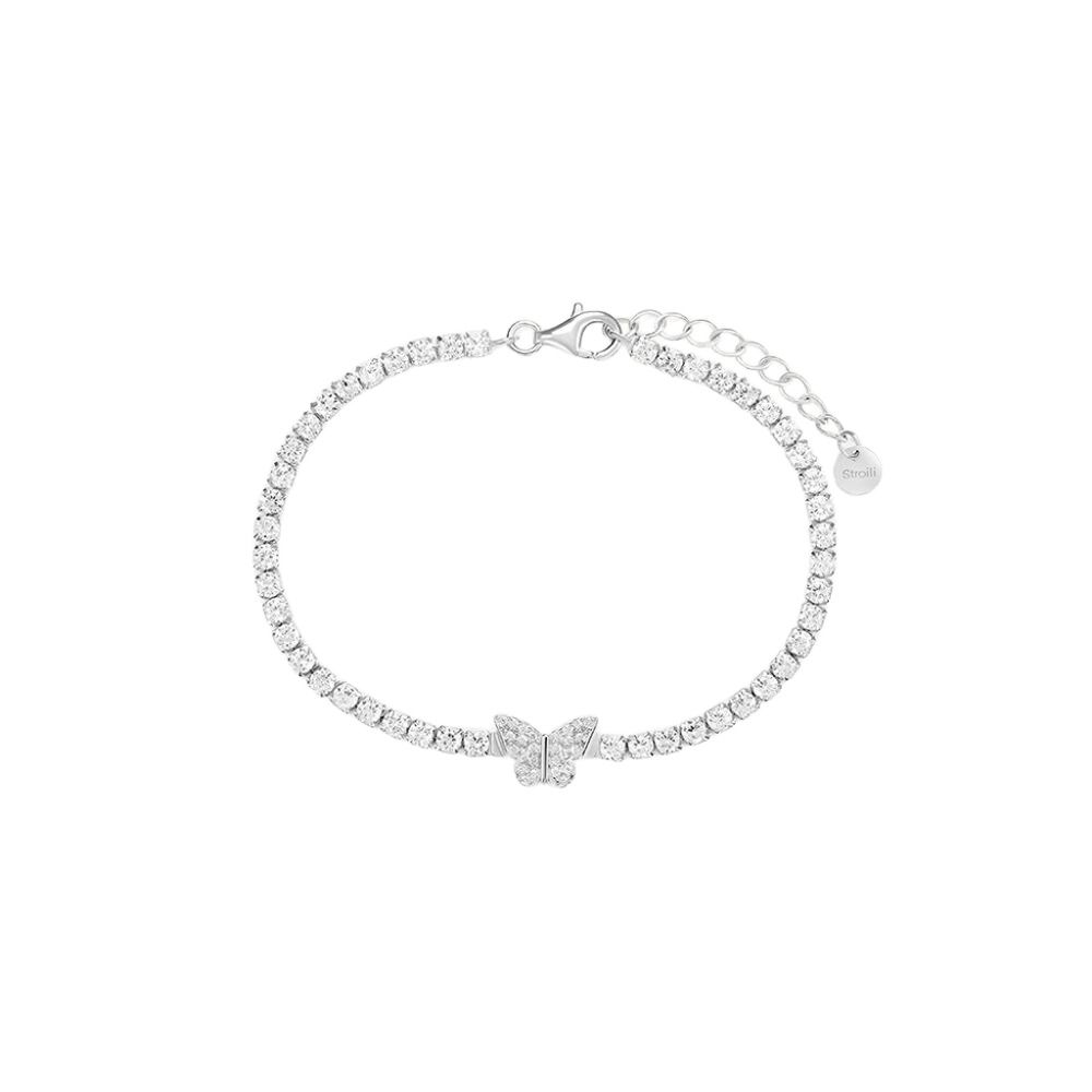 Stroili Tennis Argento Zirconi Bianchi e Farfalla Silver Moments