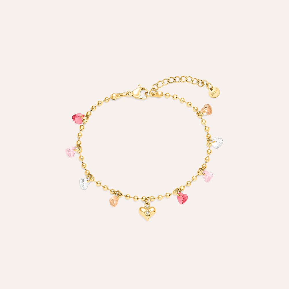 Stroili Bracciale Acciaio Gold Multicharm Cuori