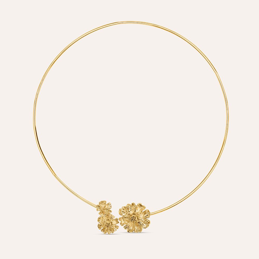 Stroili Collana Rigida Acciaio Dorato con Fiori