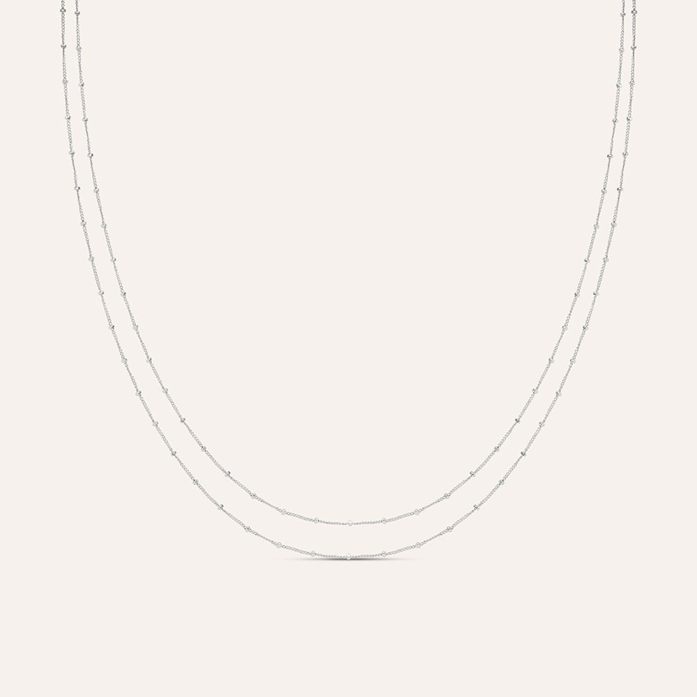 Stroili Collana Due FIli Con Sfere Argento Rodiato