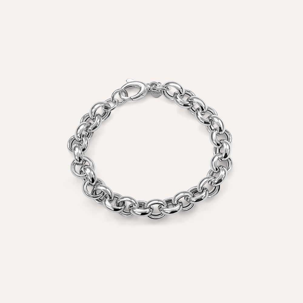 Stroili Bracciale Catena Rolò Argento Rodiato