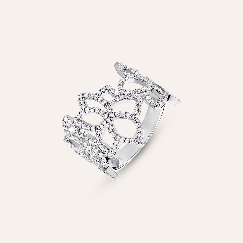 Stroili Anello Argento Fascia Fiore con Zirconi