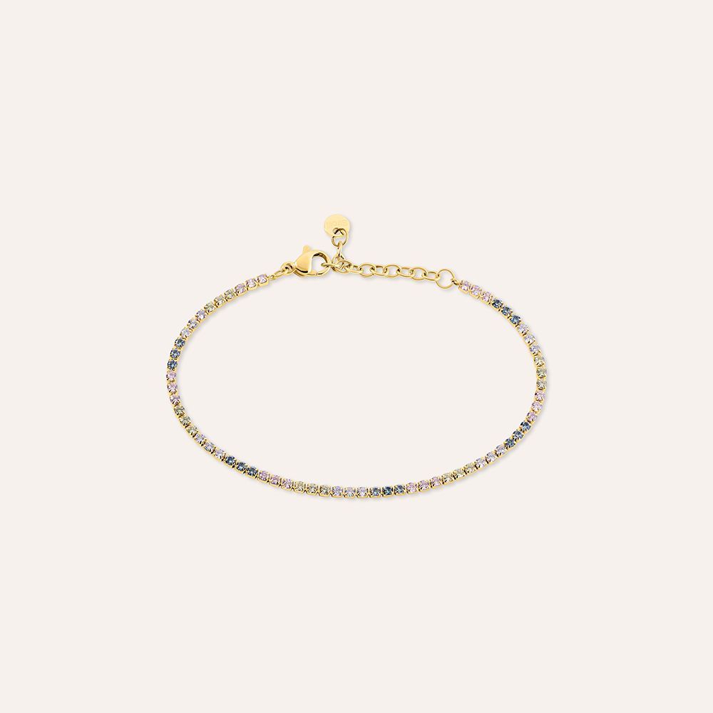 Stroili Tennis Acciaio Gold Zirconi Multicolor