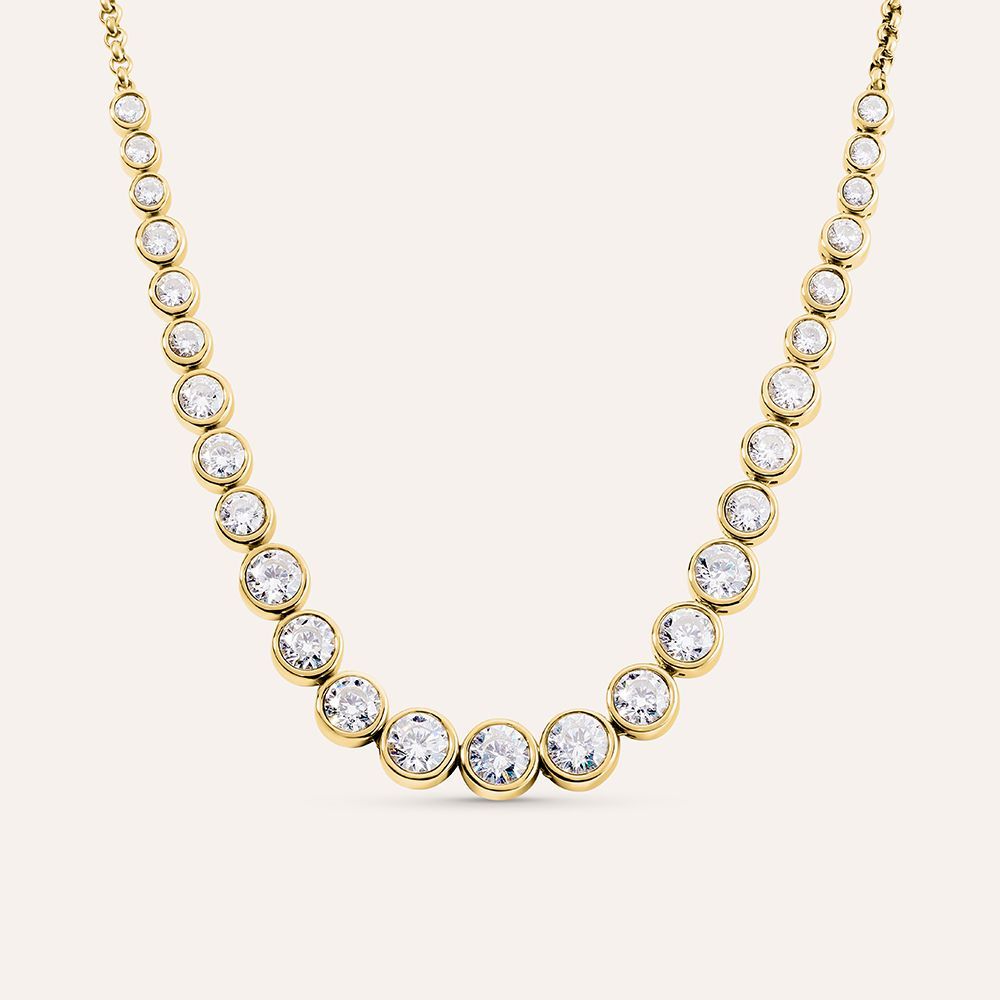 Stroili Collana Acciaio Gold con Zirconi Bianchi