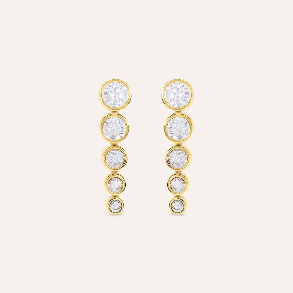 Stroili Orecchini Acciaio Gold Zirconi Bianchi