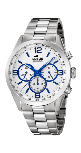Lotus Orologio Uomo Cronografo Acciaio Quadrante Bianco