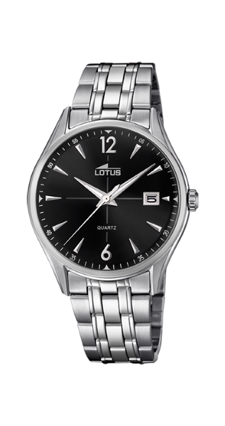 Lotus Orologio Uomo Solo Tempo Acciaio Quadrante Nero