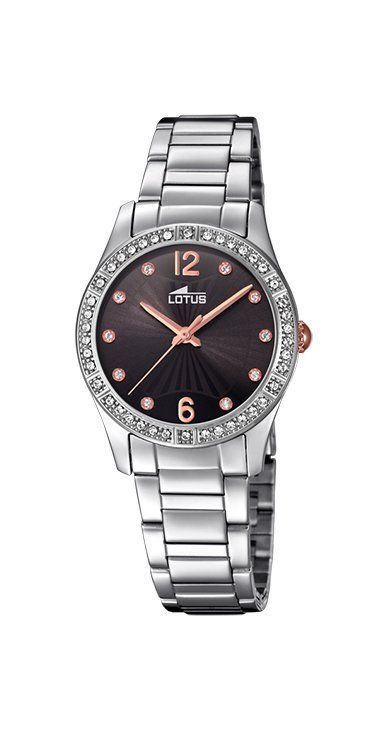 Lotus Orologio Donna Solo Tempo Acciaio Quadrante Nero