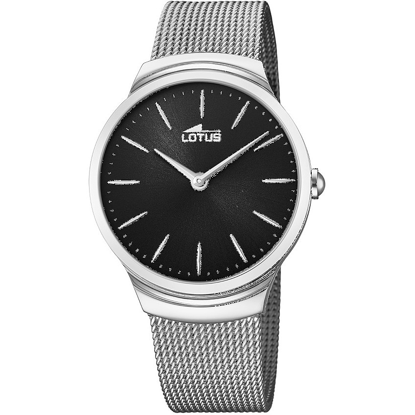 Lotus Orologio Uomo Solo Tempo Acciaio Quadrante Nero