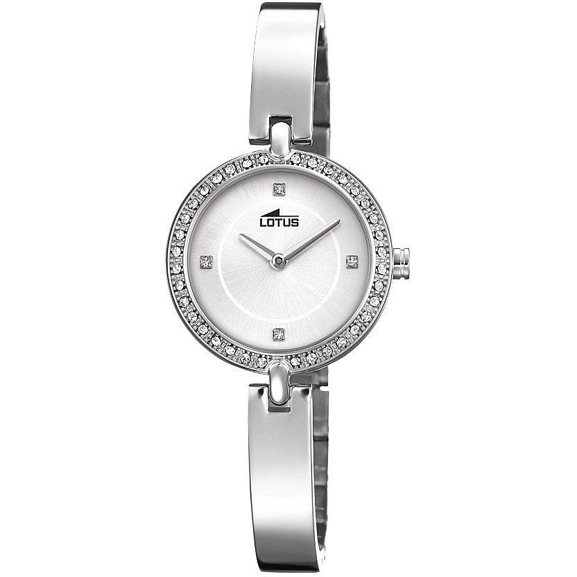 Lotus Orologio Donna Solo Tempo Acciaio Quadrante Silver e Zirconi