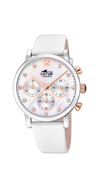 Lotus Orologio Donna Cronografo Acciaio Pelle Bianco