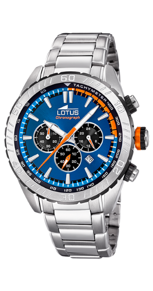 Lotus Orologio Uomo Cronografo Acciaio Quadrante Azzurro