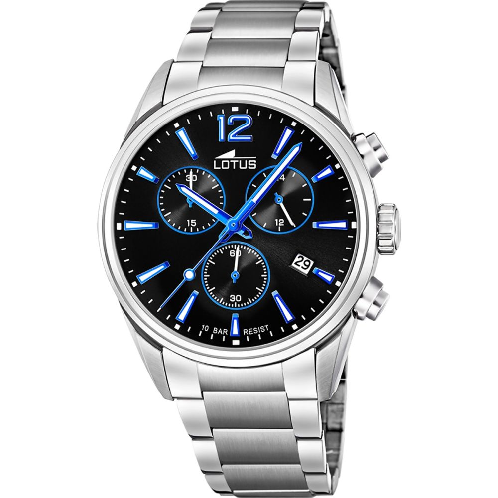 Lotus Orologio Cronografo Acciaio Quadrante Nero