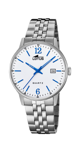 Lotus Orologio Uomo Solo Tempo Acciaio Quadrante Bianco