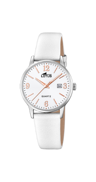 Lotus Orologio Donna Solo Tempo Acciaio Pelle Bianco