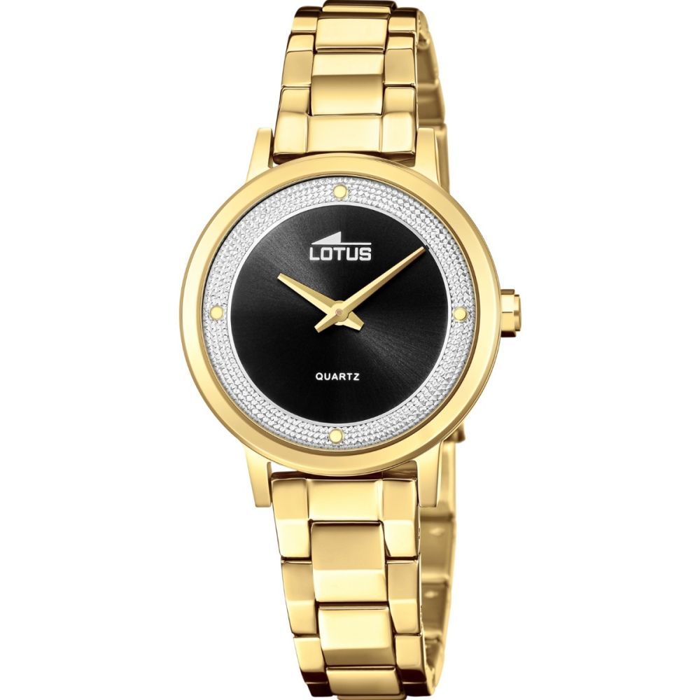 Lotus Orologio Solo Tempo Acciaio Gold Quadrante Nero