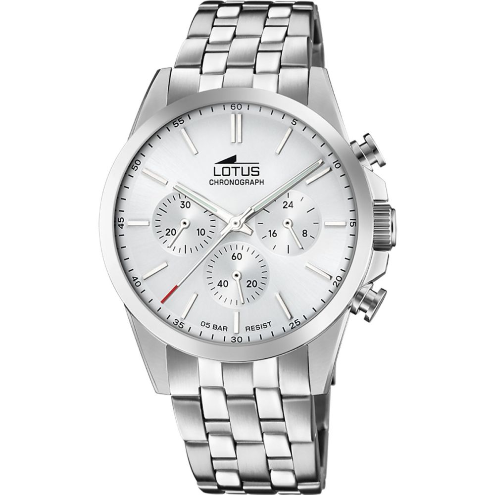 Lotus Orologio Cronografo Acciaio Quadrante Bianco